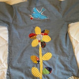 Vintage 1970s Women’s Denim Prentiss Shirt With Patches